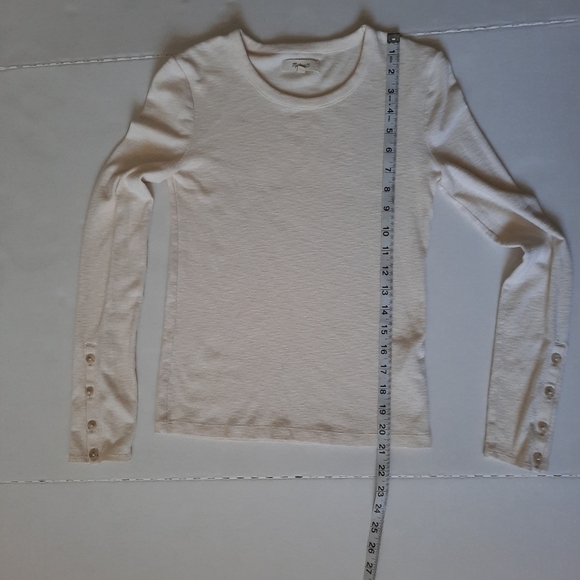 MADEWELL Antique Cream Long Sleeve Top Button Sleeve Size XXS - Picture 4 of 9